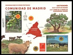 Spain 2025 Gastronomy Madrid Community Mammals Agriculture Set of 2 stamps in block MNH