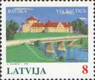 Latvia 1995 Via Baltica Motorway joint issue with Estonia and Lithuania Bauska bridge Castle Stamp MNH