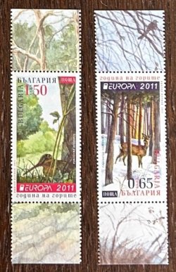 Bulgaria 2011 Europa CEPT Forests Nature reserves Birds and mammals Set of 2 stamps MNH