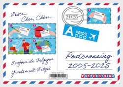Belgium Belgique Belgien 2025 Postcrossing Set of 5 stamps in block MNH