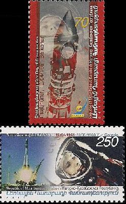 Mountain-Karabakh Armenia 2011 Gagarin First Manned Space Flight 50 ann Set of 2 stamps MNH