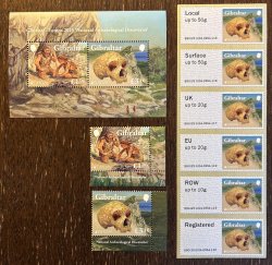 Gibraltar UK 2025 Europa CEPT Archeology Full set of 2 stamps block and Post & Go strip MNH