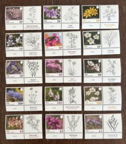 Sark UK Great Britain 2025 First Definitives Flowers Set of 15 stamps with labels MNH