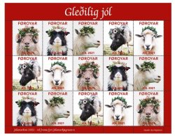 Faroe Islands Denmark 2021 Christmas seals Faroese sheep Sheetlet MNH