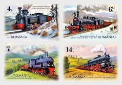 Romania 2025 Raylways history Steam Locomotives trains Set of 4 stamps MNH