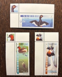 Namibia 2011 Waterfowl birds set of 3 CORNER stamps MNH