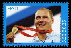Estonia 2008 Olympic games Beijing Olympics Gerd Kanter Gold Medal Stamp MNH