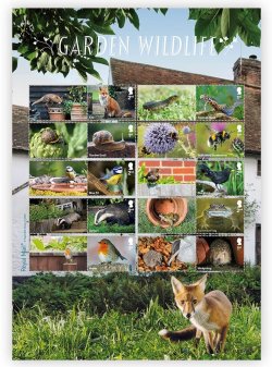 Great Britain United Kingdom 2025 Fauna Garden Wildlife Mammals Birds Insects etc Set with labels in limited edition special sheetlet MNH