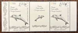 Montenegro 2025 Bottlenose Dolphin (Tursiops Truncatus) Strip of 2 stamps with label MNH