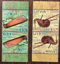 Latvia 2014 Europa CEPT Old Musical Instruments set of 2 tete-beches MNH