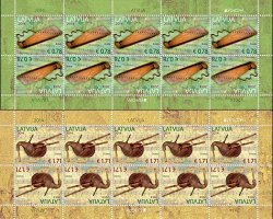 Latvia 2014 Europa CEPT Old Musical Instruments set of 2 sheetlets MNH