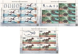 Kyrgyzstan 2025 Dinosaurs Prehistoric Fauna Set of 3 sheetlets with labels MNH