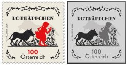 Austria 2026 Little Red Riding Hood Set of regular stamp and limited black print proof MNH