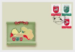 Latvia 2026 Definitives Regional Coat of Arms Set of 3 stamps FDC