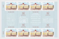 Aland Finland 2025 SEPAC joint issue Architecture Åland Lyceum Block of 8 stamps and all labels MNH