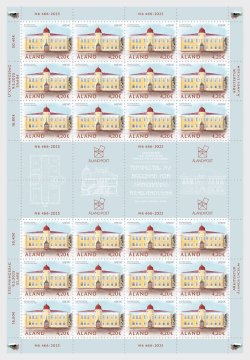 Aland Finland 2025 SEPAC joint issue Architecture Åland Lyceum Sheetlet of 24 stamps and all labels MNH