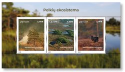 Lithuania 2026 Wetland Ecosystem Landscape Birds Trees Set of 3 stamps in block MNH