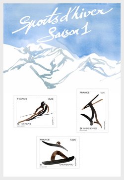 France 2026 Winter Sports Olympics Season From Milan Cortina to 2030 French Alps Olympic games Set of 3 stamps in block First issue MNH