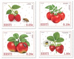 Estonia 2026 Red Fruits Insects Flowers Bugs Butterflies Set of 4 stamps MNH