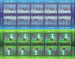 Latvia Lettland 2011 Europa CEPT Forests mammals deer and wolf set of 2 sheetlets MNH