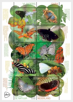 Netherlands Pays-Bas Niederlande 2026 Experience Nature Butterflies Saba Set of 10 stamps in block / sheetlet MNH
