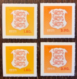 Estonia 2026 Definitives Coat of Arms Set 1.80e and 3.90e 4 stamps both Types I + II MNH