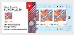 Malta 2026 Europa CEPT 70 ann Joint issue Special minisheet in booklet MNH