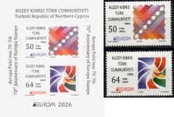 Cyprus Northen Turkish 2026 Europa CEPT 70 ann Joint issue Set and block MNH