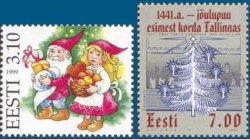 Estonia 1999 Christmas First Christmas tree 1441 in Tallinn Set of 2 stamps MNH