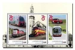 Luxembourg 2021 CFL 75 ann State Railways Trains Car Bus Set of 3 stamps in block MNH