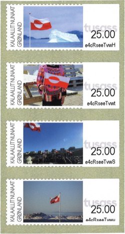 Greenland Denmark 2026 National Flag Franking Labels Set of 4 stamps MNH
