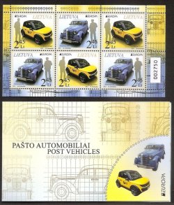 Lithuania 2013 Europa CEPT Postal transport cars Limited edition numbered block in booklet MNH