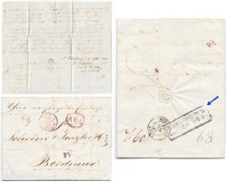 Russia Empire 1841 Unique letter from St. Petersburg to Bordeaux Postmark St. Petersburg Post Office No. 3.05 