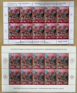 Slovakia and SMOM 2023 Help for Ukraine Joint Issue Both countries set sheetlets MNH
