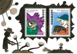 Denmark 2014 Illustrations for Hans Christian Andersen's fairy tales Set of 2 stamps in block MNH