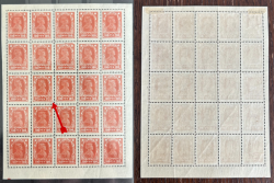 Russia RSFSR 1922 Definitives RARE sheetlet of 25 stamps with face value one stamp 70 rub ERROR MNH / MH