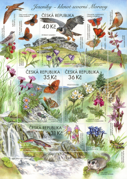 Czech 2026 Jeseniky Protected Area Fauna and Flora Set of 4 stamps with labels in block MNH