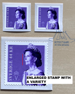 Sweden 2026 Definitives Royal family Queen 44kr Set of 2 stamps standard and RARE shifted-profile variety MNH