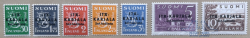 Finland 1941 WWII Occupation of East Karelia military government Definitives Black overprints Set of 7 stamps MNH