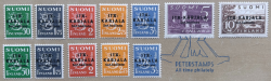 Finland 1941 WWII Occupation of East Karelia military government Definitives Black overprints Super full set of 12 stamps all varieties MH (*)