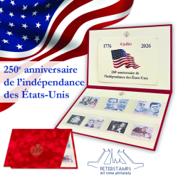 Monaco 2026 USA Independence 250 ann History and Celebrities 7 stamps MNH Full issue in special limited edition folder