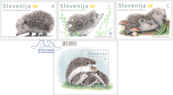 Slovenia 2026 Fauna Hedgehog Mushrooms Set of 3 stamps and block MNH