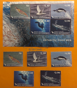 Ross Dependency New Zealand 2013 Rare Antarctic fauna Set of 5 stamps and block MNH