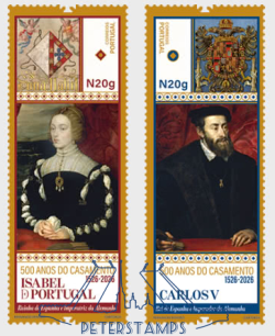 Portugal 2026 Marriage of Isabella of Portugal and Charles V 500 ann Set of 2 stamps MNH
