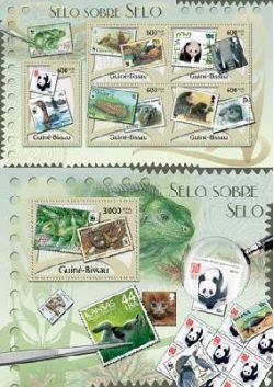 Guinea-Bissau 2012 50 years of WWF, WWF stamps from around the world set of 2 blocks