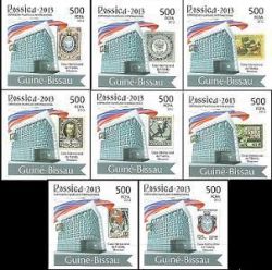 By the International Philatelic Exhibition in Moscow "Rossika 2013." History of Russian Philately on stamps. Set 8st (imperforate)