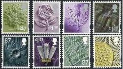 UK. England, Northern Ireland, Wales and Scotland definitive issue. Sarja 8 st