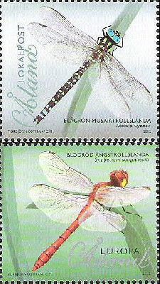 Aland Islands Åland Finland 2012 Southern Hawker and Ruddy Darter set of 2 stamps MNH