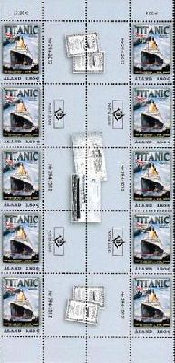 Aland Islands. Titanic 100 years. Sheetlet 10 st + 10 coup