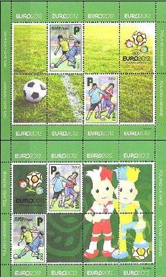 Russian occupation of Moldova Transnistria DMR PMR 2012 Football EURO 2012 Set of 2 blocks of 2 stamps and 6 labels each MNH